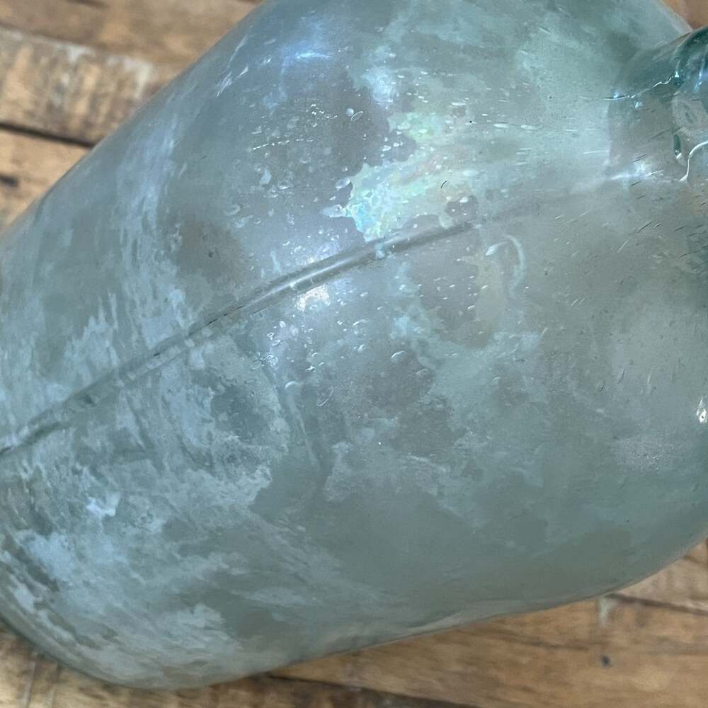 Antique Mold Blown Aqua Blue Large Demijohn Bottle 13.25” 1900's - Picture 8 of 16